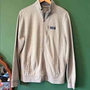 L.L. Bean Mens M Traditional  Fit Zip-Up Grey Knit Outdoor Hiking Layer Granola